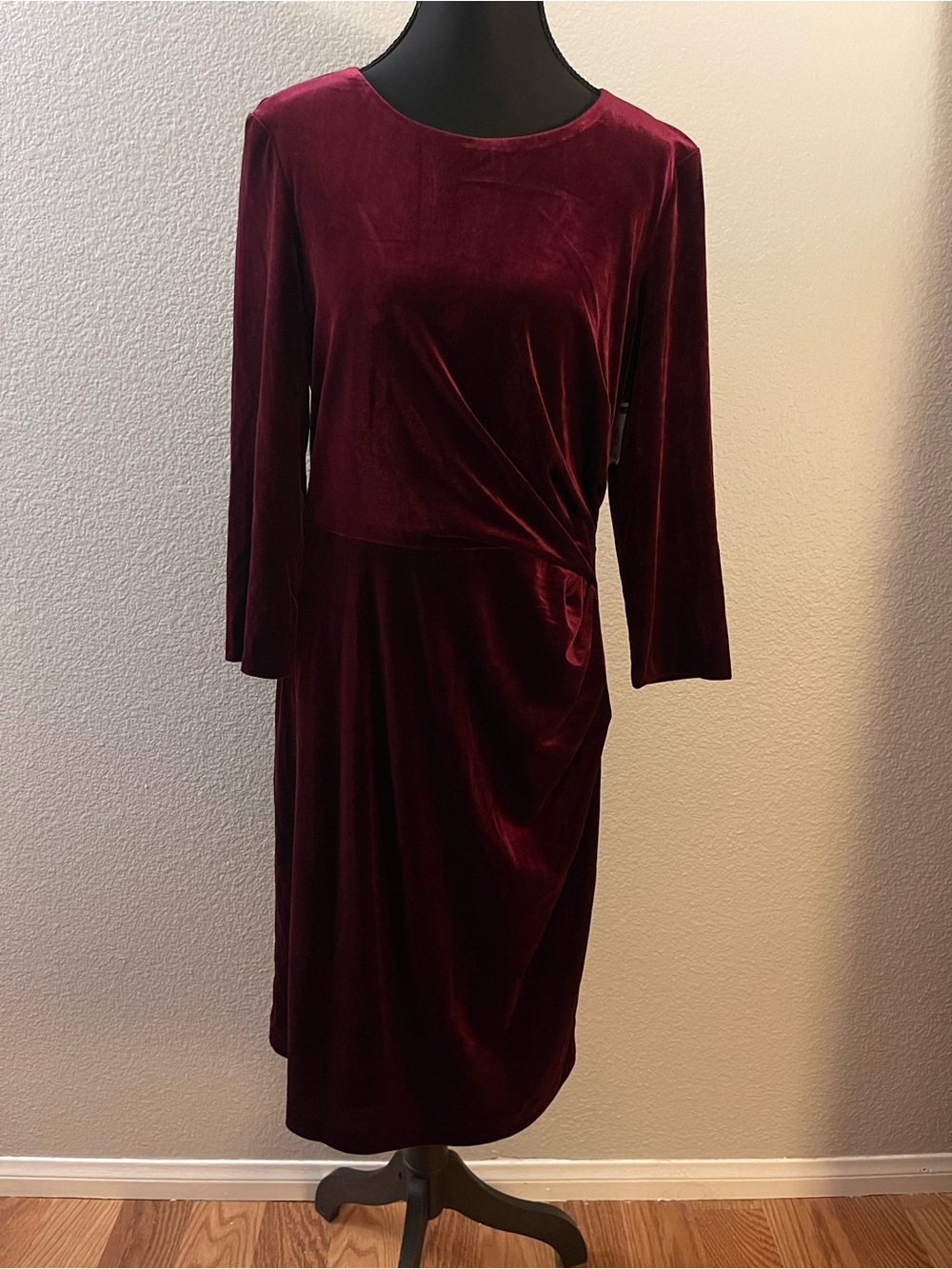 Eliza J Burgundy Velvet Midi Dress